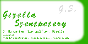 gizella szentpetery business card